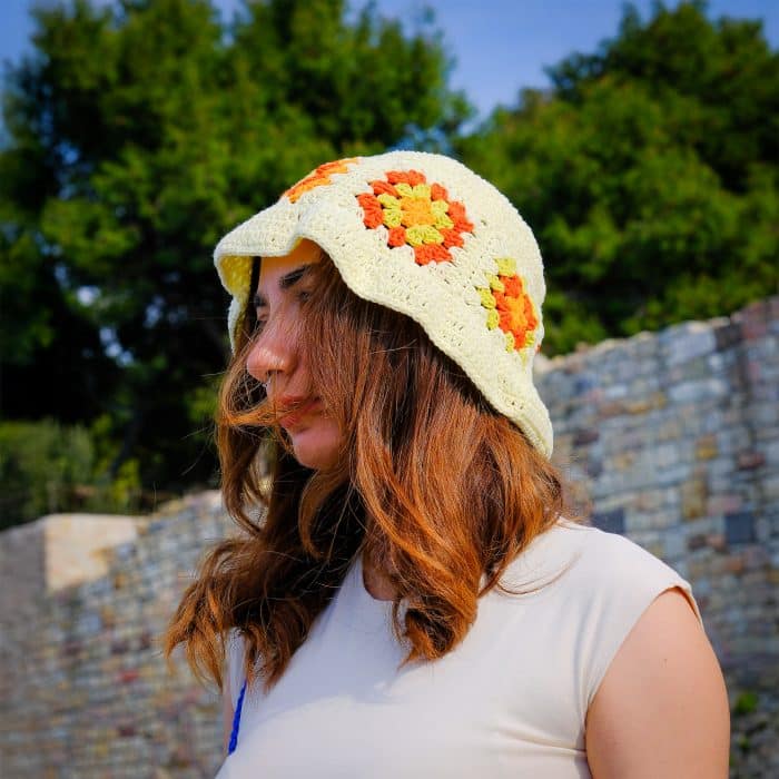 Renkli Tığ İşi Yazlık Bucket Şapka - Granny Motifli — изображение 5