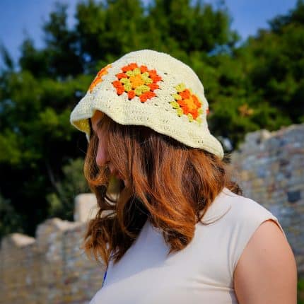 Renkli Tığ İşi Yazlık Bucket Şapka - Granny Motifli