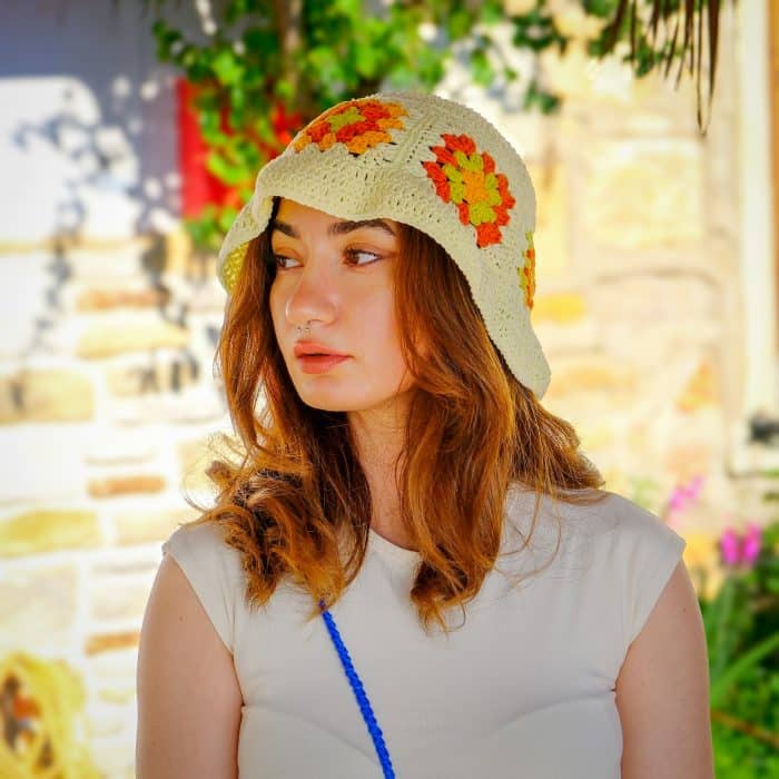 Renkli Tığ İşi Yazlık Bucket Şapka - Granny Motifli — изображение 2