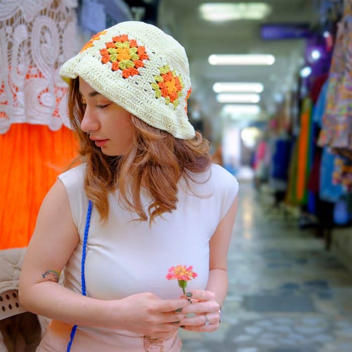 Renkli Tığ İşi Yazlık Bucket Şapka - Granny Motifli — изображение 8