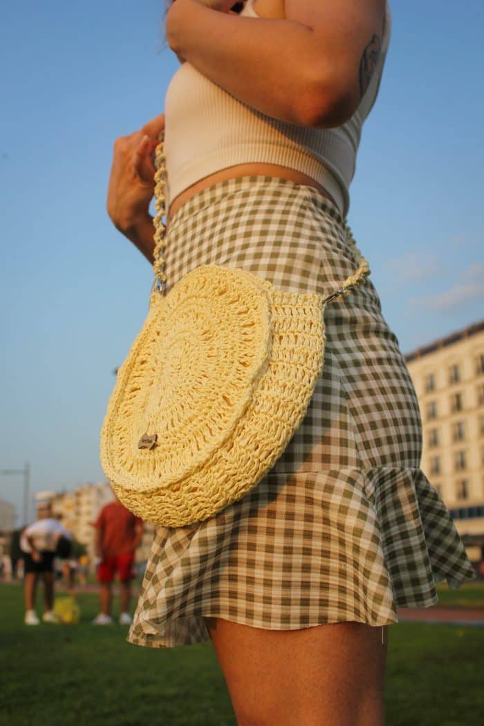 Zincirli Mini Kağıt İp Çanta - Mini Boy, El Örgüsü - Görsel 6