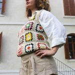 Granny Motifli Örgü Süveter | % 100 El Yapımı - Görsel 2