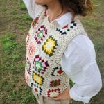 Granny Motifli Örgü Süveter | % 100 El Yapımı - Görsel 4