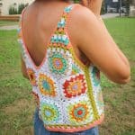 V Yaka Süveter – El Yapımı, Granny Motifli - Image 5