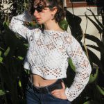 Uzun Kollu El Örgüsü Beyaz File Bluz – Rahat ve Nefes Alan Tasarım - Image 2