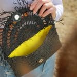 Kağıt İp Çapraz Çanta - Püskül ve Doğal Taş Detaylı - Image 7
