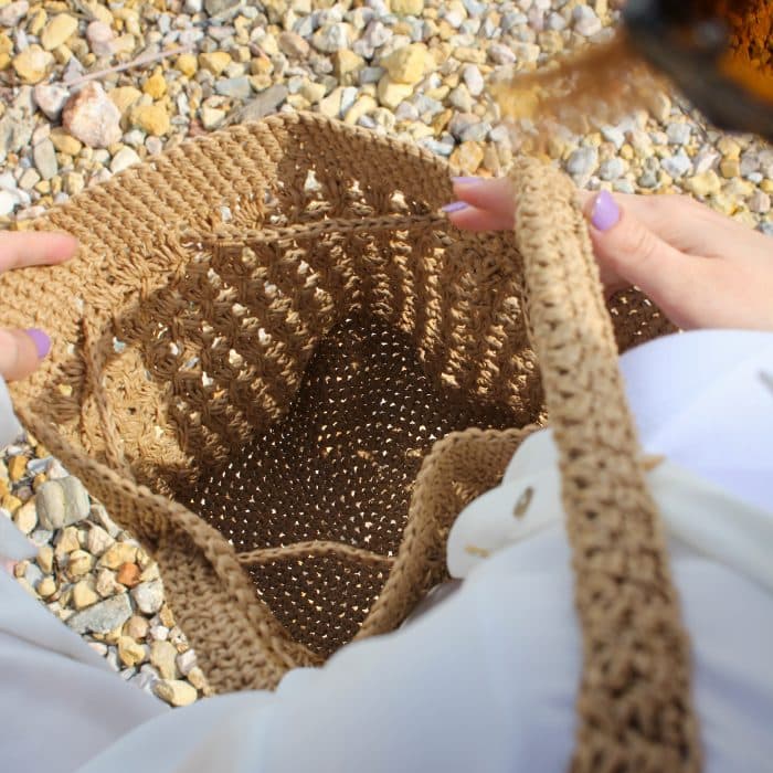 Kağıt İp Büzgülü Omuz Çantası | 26 Saat El Emeği - Görsel 6