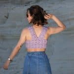 Tığ İşi Lila Crop – Zarif Halter Kesim - Görsel 2