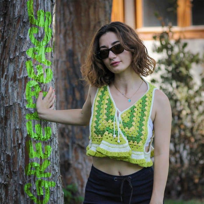 Önden Bağlamalı Kare Crop Hırka | 18 Saat El Emeği – Image 7