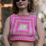 Papatya Desenli Pembe Crop Top – El Örgüsü Yaz Stili – Bild 6
