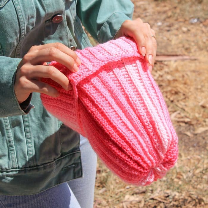 Ebruli Pembe El Örgüsü Bere - Kışlık, Renk Geçişli, Sıcacık - Görsel 6