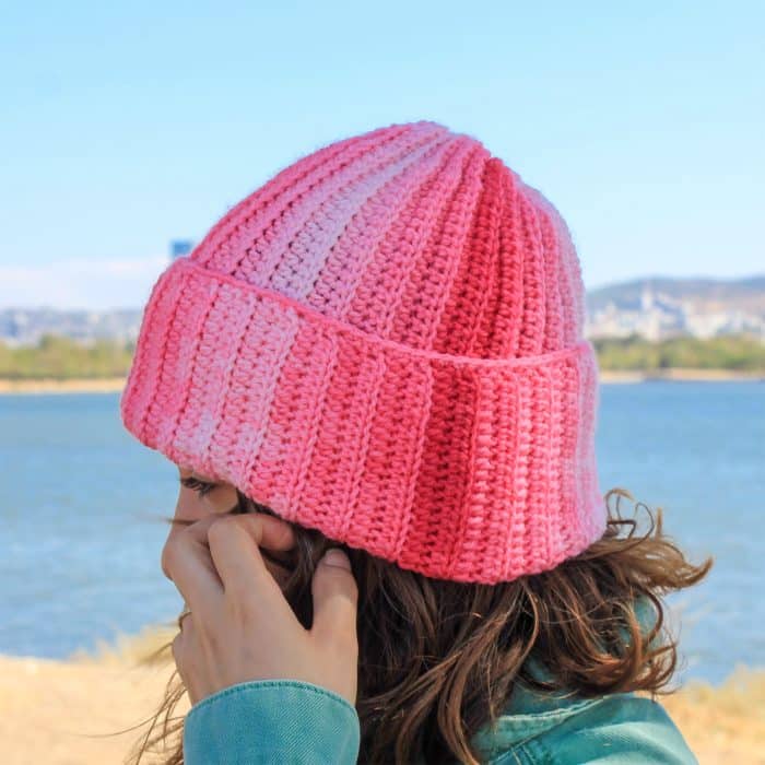 Ebruli Pembe El Örgüsü Bere - Kışlık, Renk Geçişli, Sıcacık - Görsel 5