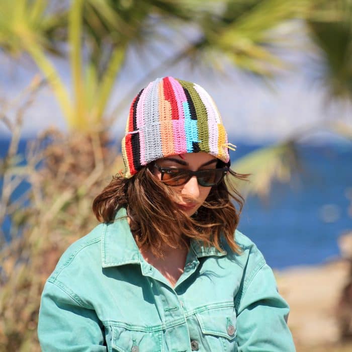 Artık İplerden Renkli Püsküllü Bere - İleri Dönüştürülmüş – Image 7