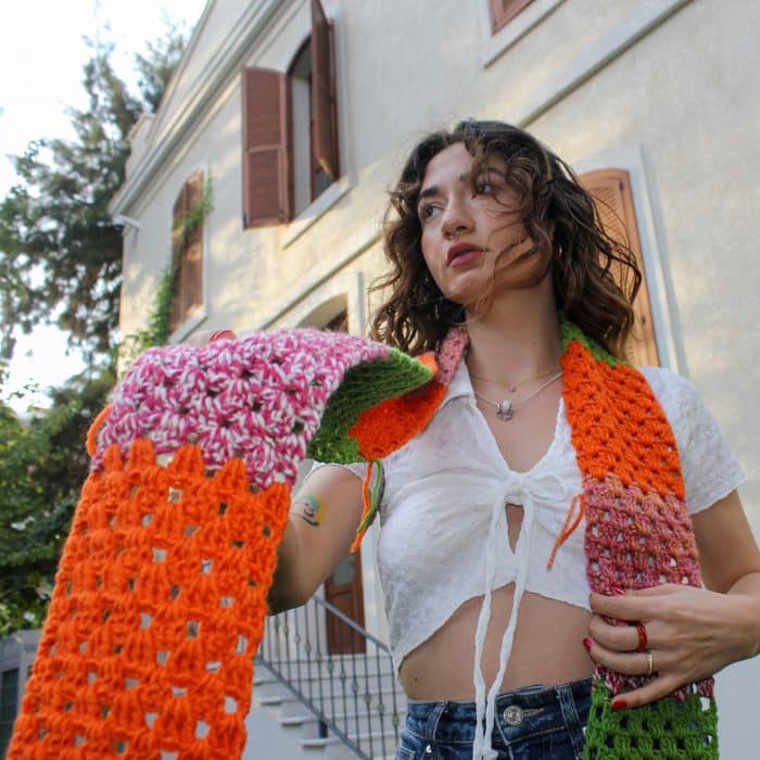 Uzun Püsküllü Atkı- Çok Renkli, Özgün – Image 7