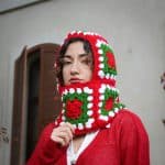 Yılbaşı Temalı Balaklava - Kışlık El Örgüsü Yüz Maskesi