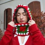 Yılbaşı Temalı Balaklava - Kışlık El Örgüsü Yüz Maskesi - Görsel 4