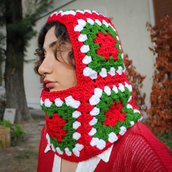 Yılbaşı Temalı Balaklava - Kışlık El Örgüsü Yüz Maskesi - Görsel 6