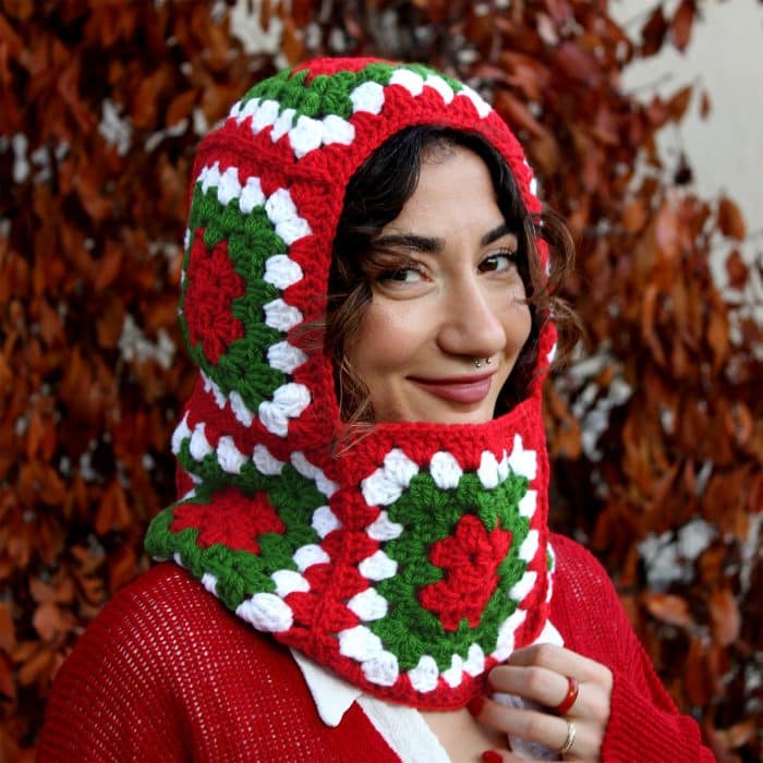 Yılbaşı Temalı Balaklava - Kışlık El Örgüsü Yüz Maskesi - Görsel 3