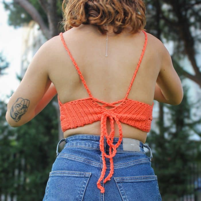 Turuncu Boho Bralet– Yazlık Tığ İşi El Örgüsü Üst - Imagen 5