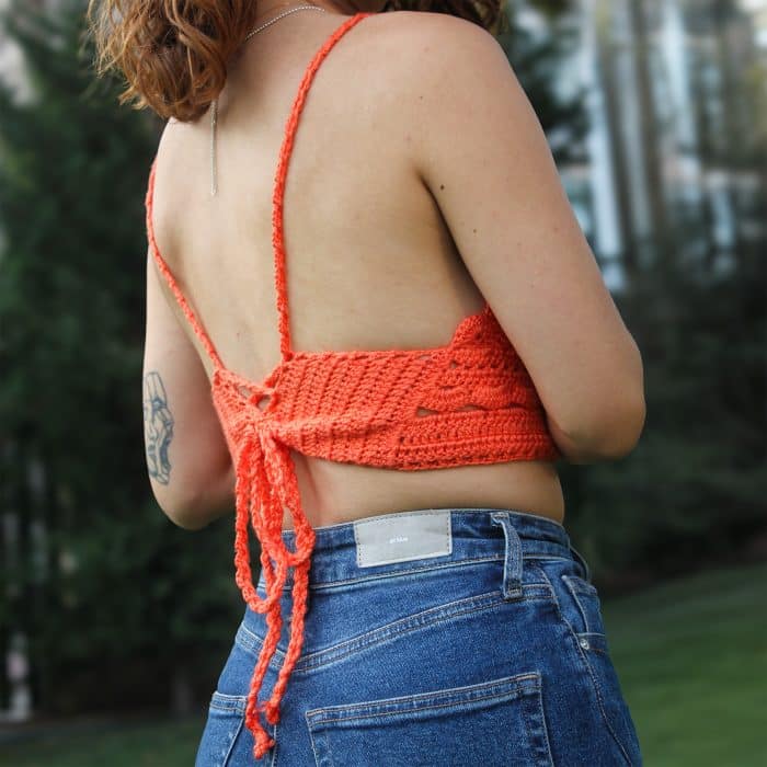 Turuncu Boho Bralet– Yazlık Tığ İşi El Örgüsü Üst - Imagen 7