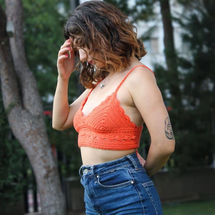 Turuncu Boho Bralet– Yazlık Tığ İşi El Örgüsü Üst - Imagen 4