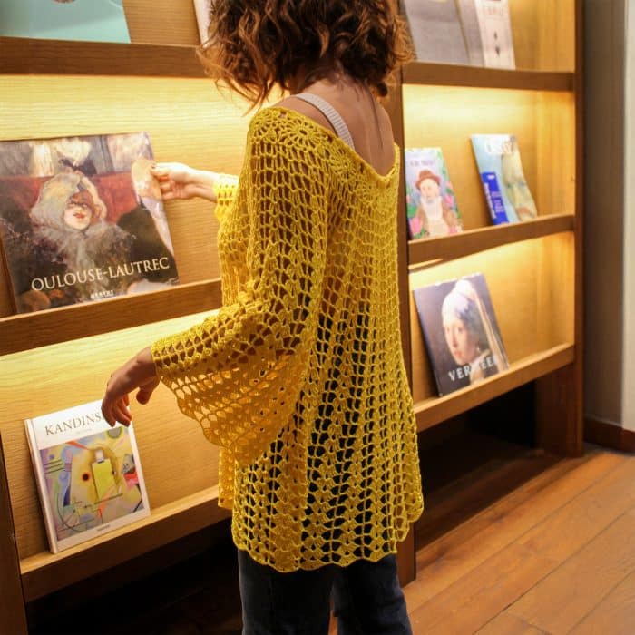 Sarı File Üst Tığ İşi- Hafif ve Özgün Yaz Stili - Görsel 2