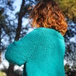 Oversize Turkuaz Yün Hırka- Renkli ve Özgün Tasarım - Görsel 6