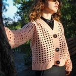 Vintage Soft Pembe File Hırka - Düğmeli, Nefes Alan Tasarım – Bild 3