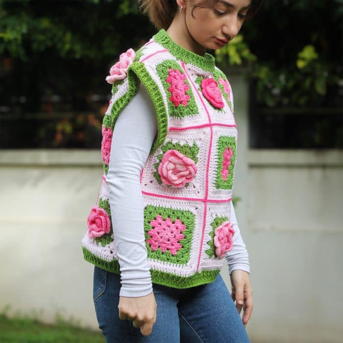 Güllü Oversize Yelek | 18 Saat El Emeği — изображение 6