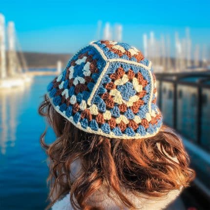 Beşgen Motifli Kalın Örgü Kışlık Bucket Şapka