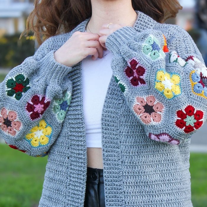 Afrika Çiçek Motifli Oversize Hırka | 2025 – Image 2