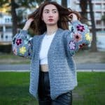 Afrika Çiçek Motifli Oversize Hırka | 2025 – Image 4