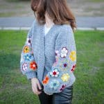 Afrika Çiçek Motifli Oversize Hırka | 2025 – Image 7