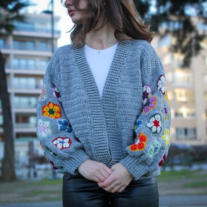 Afrika Çiçek Motifli Oversize Hırka | 2025 – Image 8