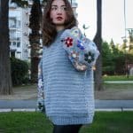 Afrika Çiçek Motifli Oversize Sweatshirt - El Örgüsü, Renkli & Özgün - Görsel 4