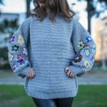 Afrika Çiçek Motifli Oversize Sweatshirt - El Örgüsü, Renkli & Özgün - Görsel 7