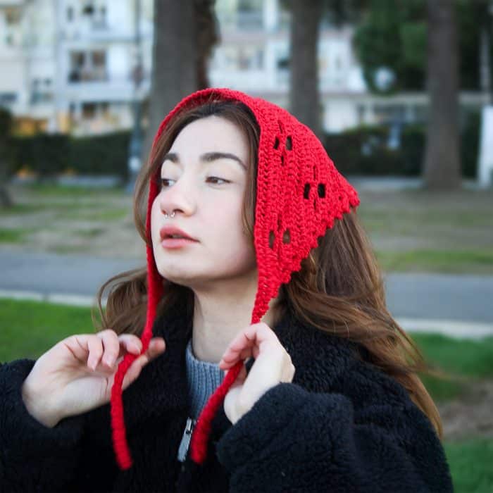 Tığ İşi Kırmızı Bandana- Etnik ve Zarif — изображение 4