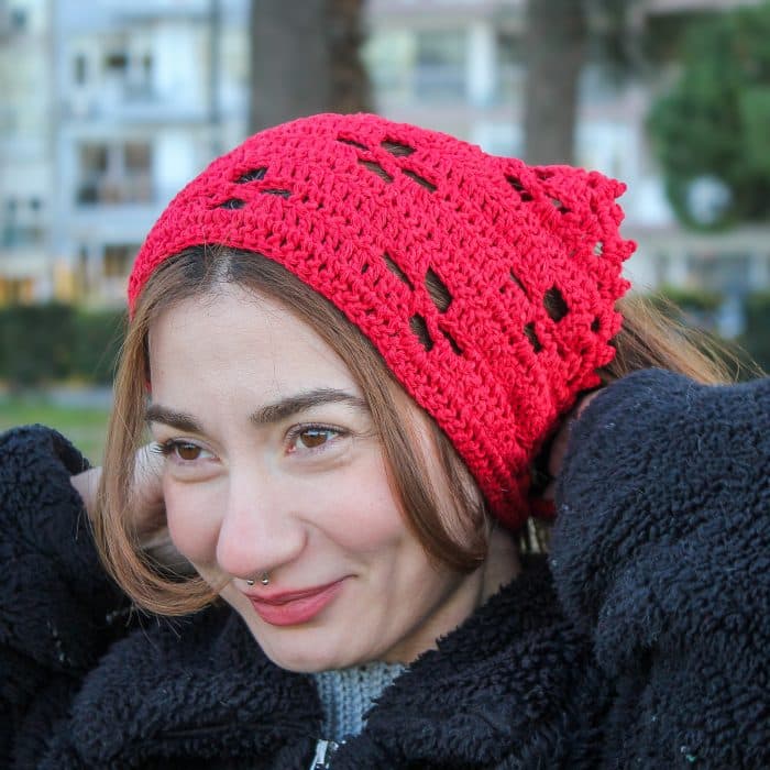 Tığ İşi Kırmızı Bandana- Etnik ve Zarif — изображение 6