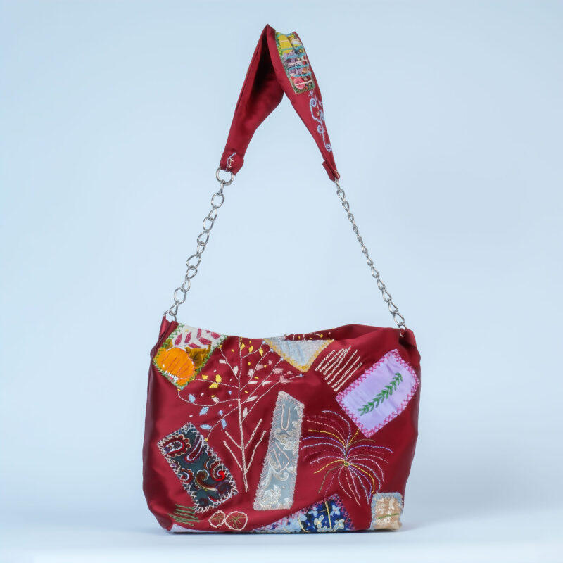 bordo el yapımı omuz çantası