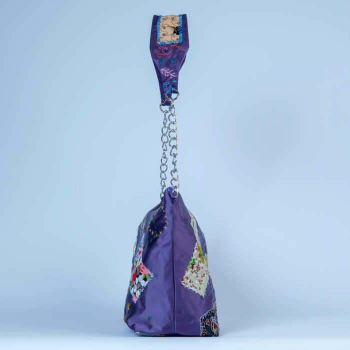 Mor Patchwork Omuz Çantası – %100 Upcycled - Görsel 4