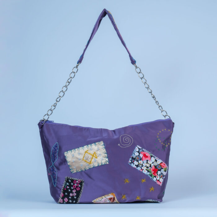 Mor Patchwork Omuz Çantası – %100 Upcycled - Görsel 5
