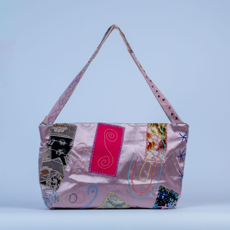 pembe patchwork boro çanta