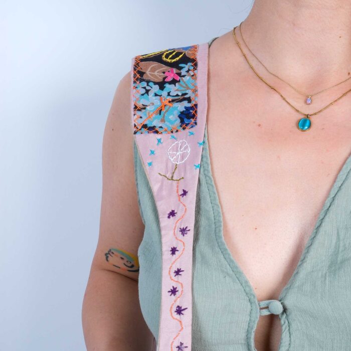 Uçuk Pembe Patchwork Boro Çanta – %100 İleri Dönüşüm, Japon Boro Sanatı - Görsel 7