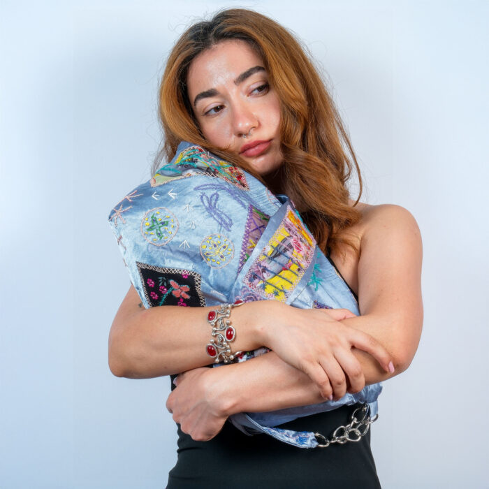 Bohem Stil Mavi Patchwork Çanta – Tek ve Özgün Boro Model - Görsel 8