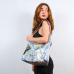 Mavi Saten Omuz Çantası – Japon Boro Upcycled Patchwork - Image 7