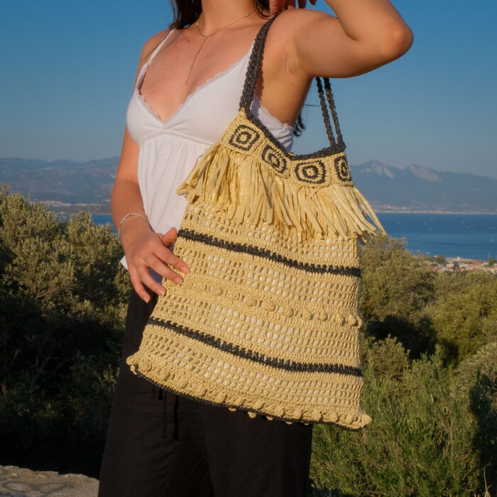 Püsküllü Milano Rafya Çanta – Craft Bej | Mega Boy - Görsel 7