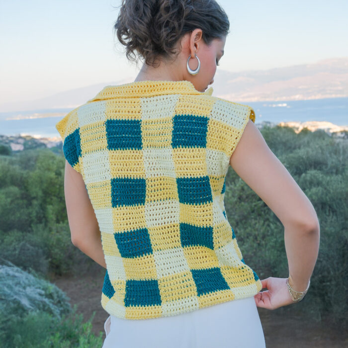 Damalı El Örgüsü Süveter- Retro Stil, Pötikare Desen - Görsel 5