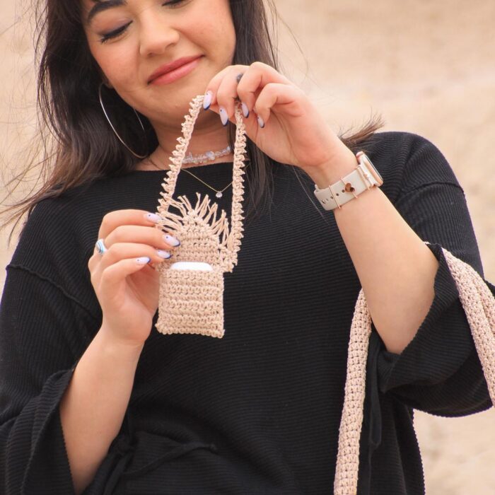 Uçuk Pembe Kağıt İp Omuz Çantası – Image 2