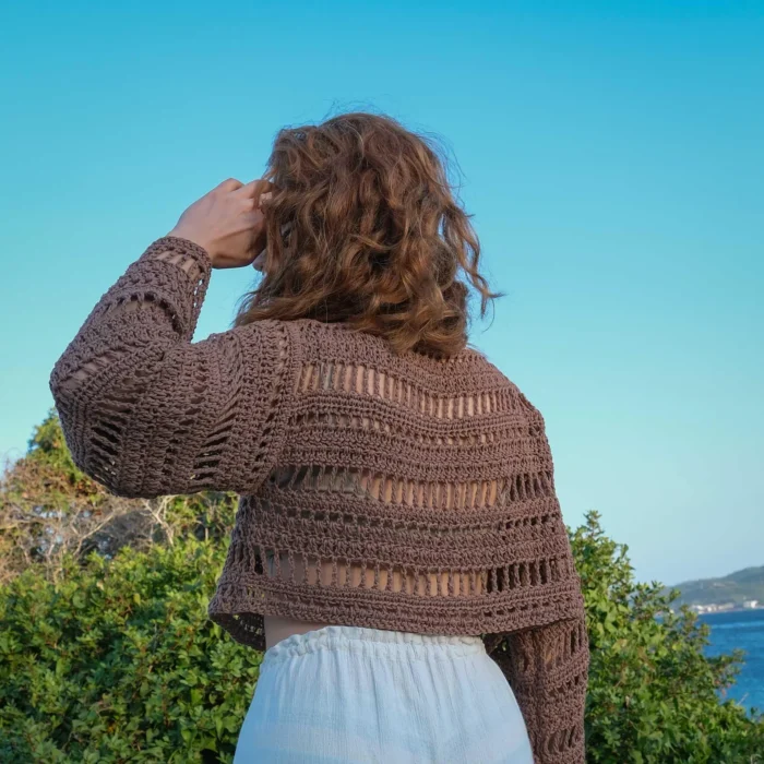 Uzun Kollu Transparan üst | %100 El Yapımı Oversize Üst - Görsel 4