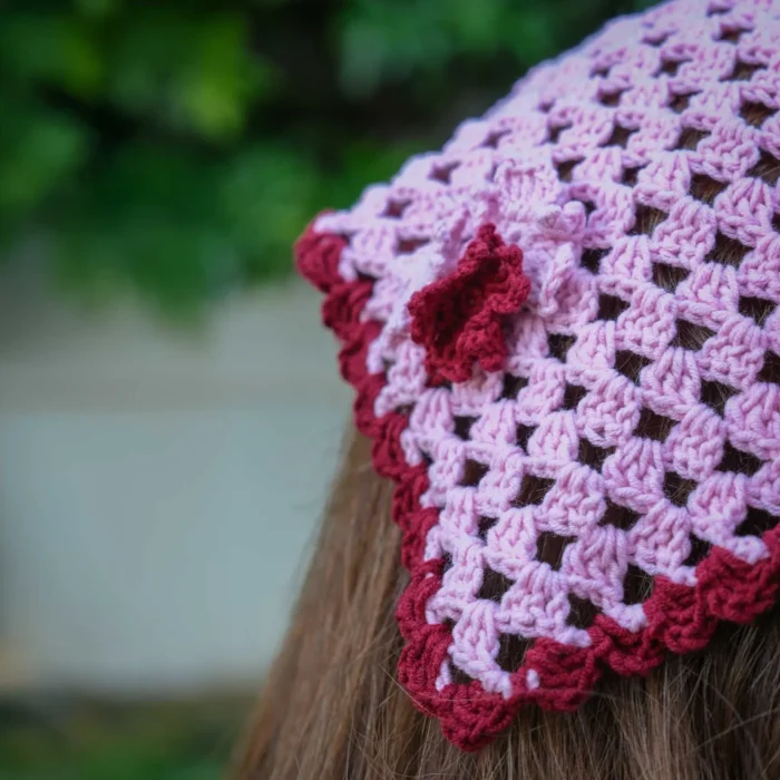 Pembe Çiçekli Örgü Bandana — изображение 5